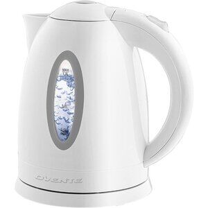 OVENTE Electric Kettle, Hot Water, White Auto Shut Off Instant Water Boiler